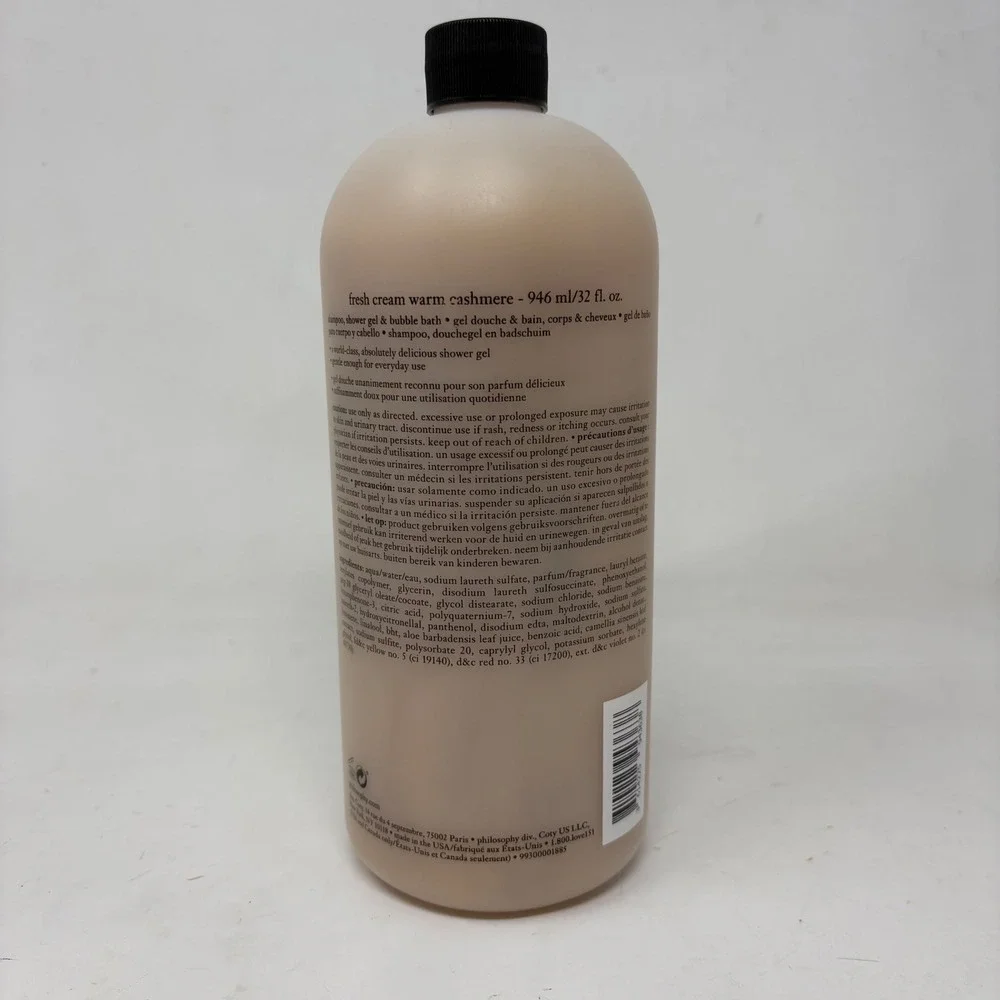 Philosophy Fresh Cream Warm Cashmere 3-in-1 Shampoo Shower Gel Bubble Bath 32oz